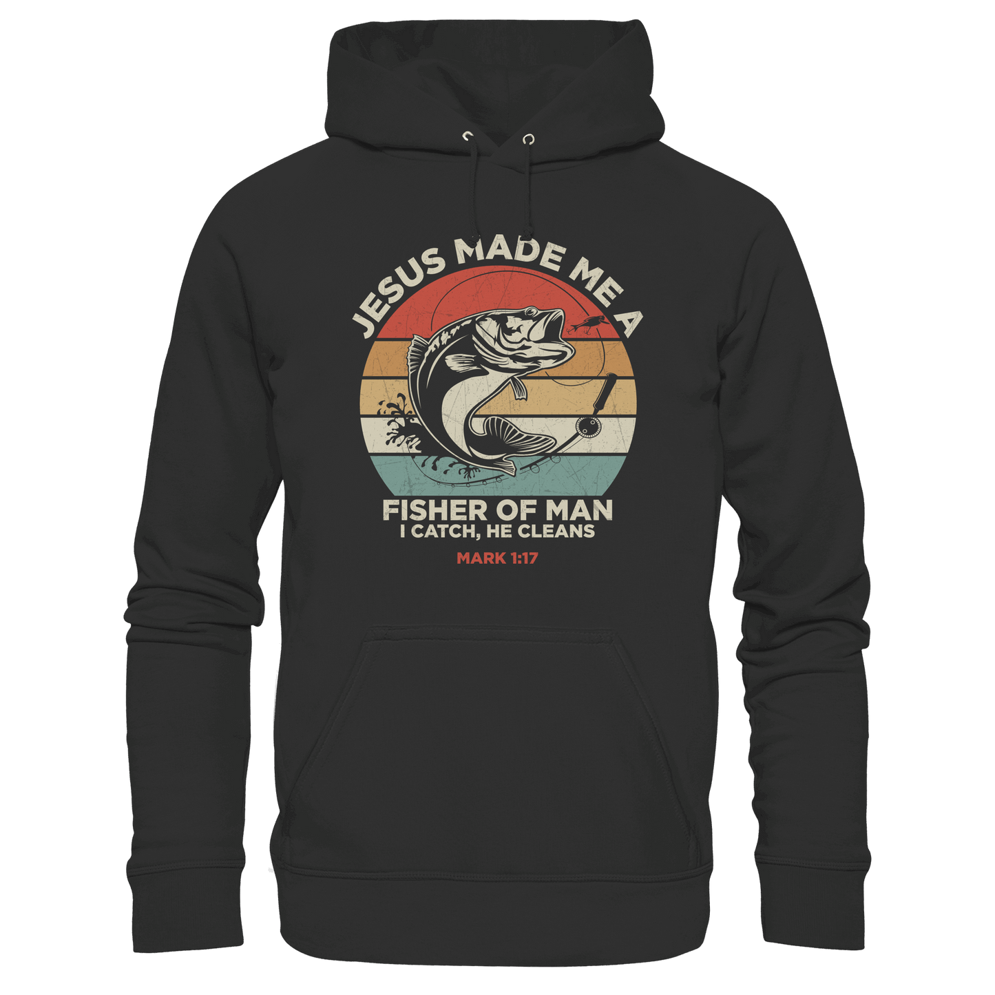 Jesus Made Me a Fisher of Men – I Catch, He Cleans | Christliches Design inspiriert von Matthäus 4:19 - Kids Premium Hoodie
