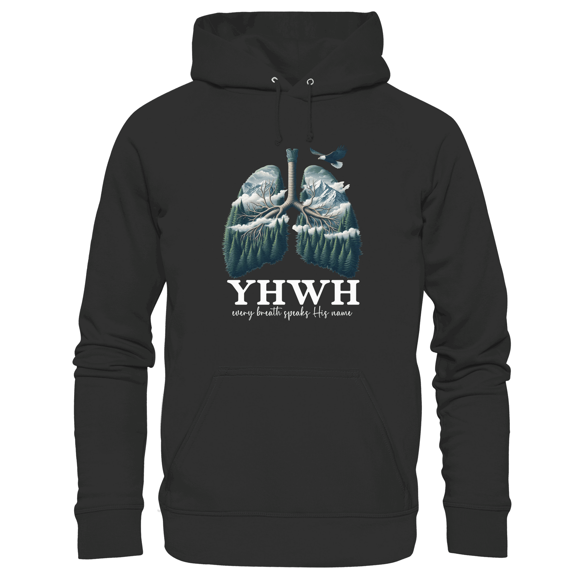 YHWH – Every Breath Speaks His Name | Atem des Lebens | Christliches Design - Kids Premium Hoodie