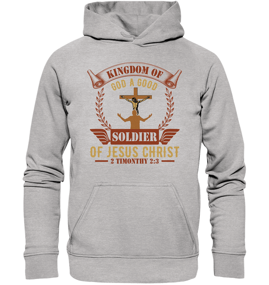 Kingdom of God – A Good Soldier of Jesus Christ | Christliches Design in Braun - Kids Premium Hoodie