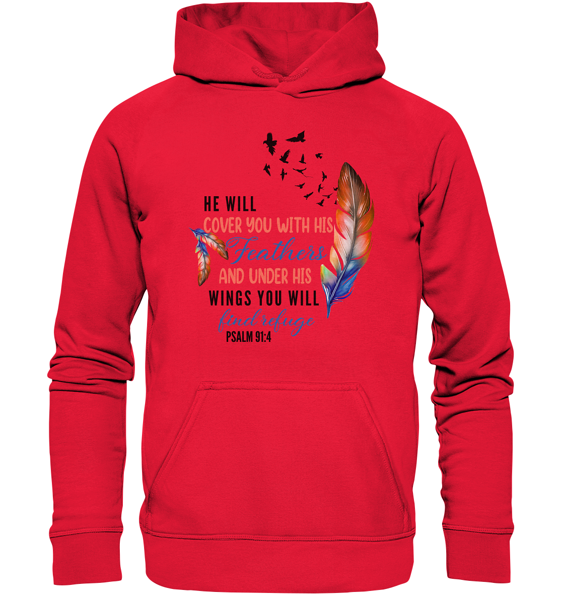 Psalm 91:4 - He will cover you with his Feathers - Kids Premium Hoodie