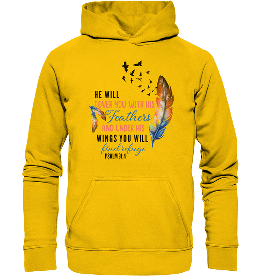 Psalm 91:4 - He will cover you with his Feathers - Kids Premium Hoodie