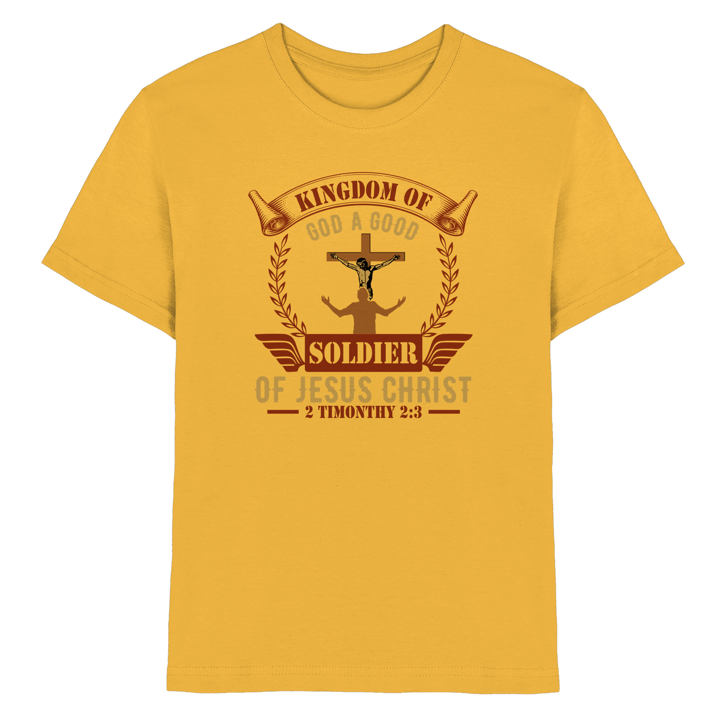 Kingdom of God – A Good Soldier of Jesus Christ | Christliches Design in Braun - Kids Premium Shirt
