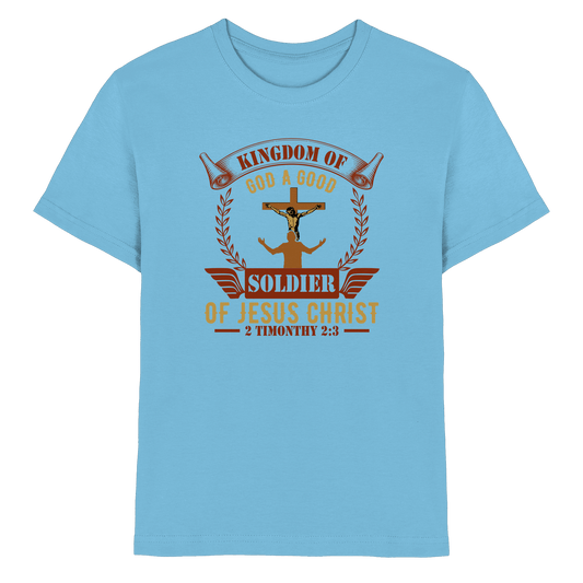 Kingdom of God – A Good Soldier of Jesus Christ | Christliches Design in Braun - Kids Premium Shirt