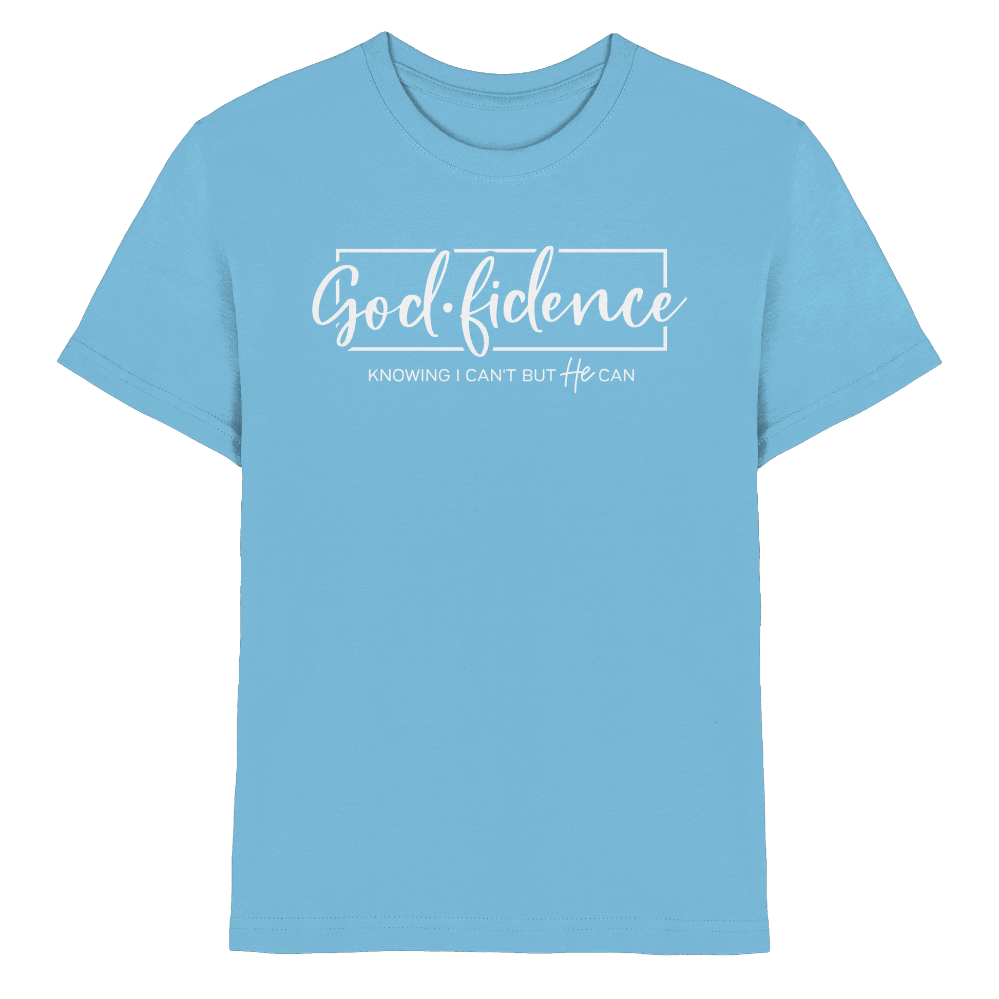 God.fidence – Knowing I can’t but He can | Christliche Kleidung  - Kids Premium Shirt