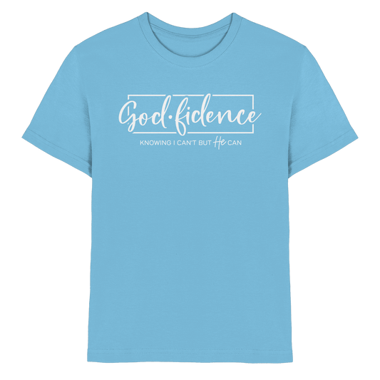 God.fidence – Knowing I can’t but He can | Christliche Kleidung  - Kids Premium Shirt