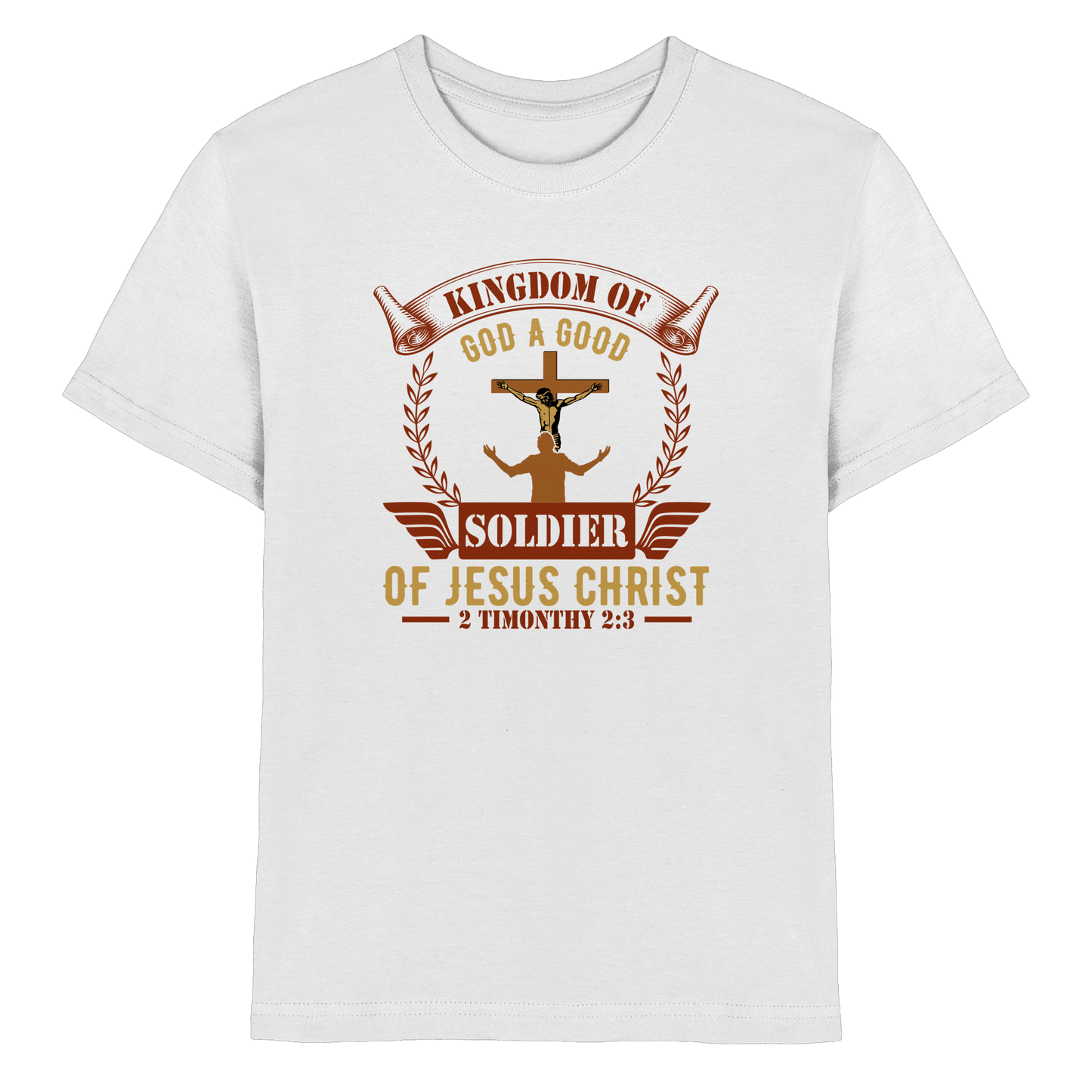 Kingdom of God – A Good Soldier of Jesus Christ | Christliches Design in Braun - Kids Premium Shirt