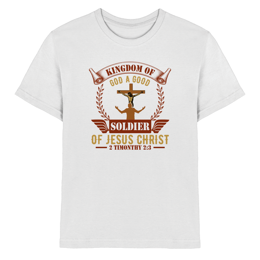 Kingdom of God – A Good Soldier of Jesus Christ | Christliches Design in Braun - Kids Premium Shirt
