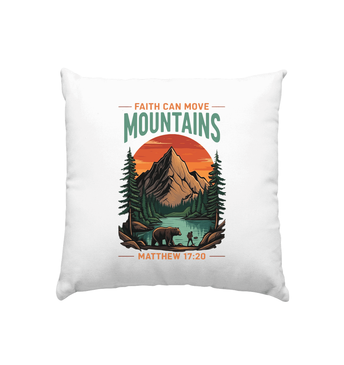 Faith Can Move Mountains | Christliches Design inspiriert von Matthäus 17,20 - Kissen 40x40cm