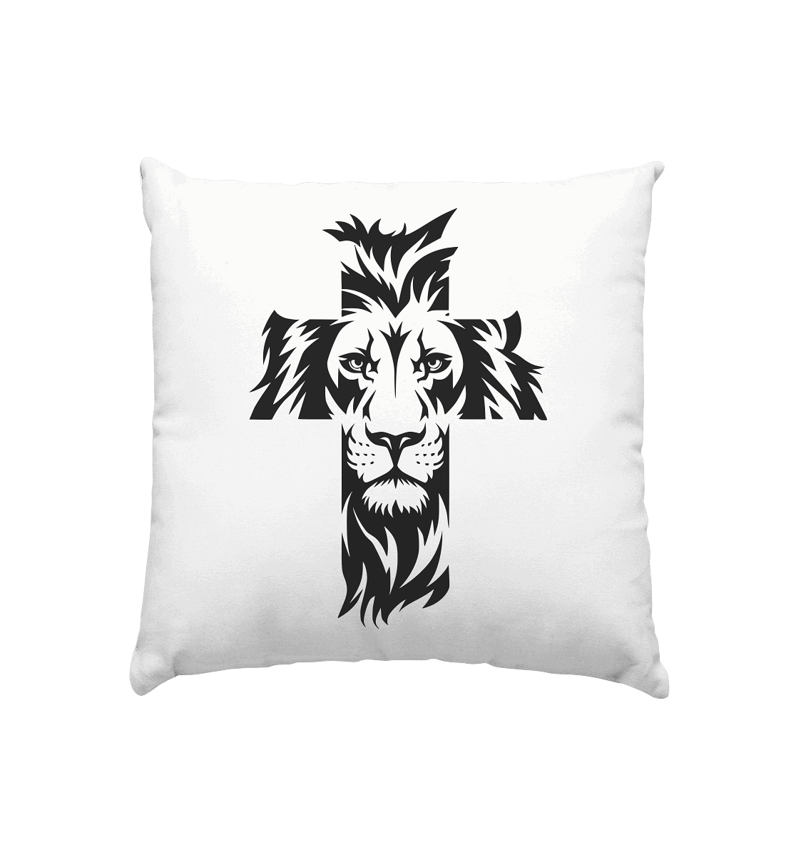 Der Löwe im Kreuz – Mut und Gnade vereint | Christliche Kleidung - Kissen 40x40cm