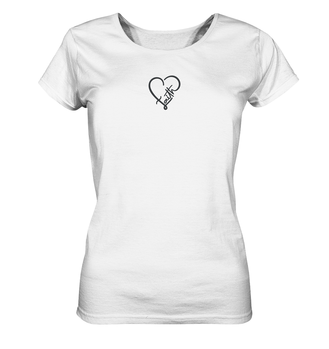 Gesticktes Glaube Motiv in Herzform - Ladies Organic Shirt (Stick)
