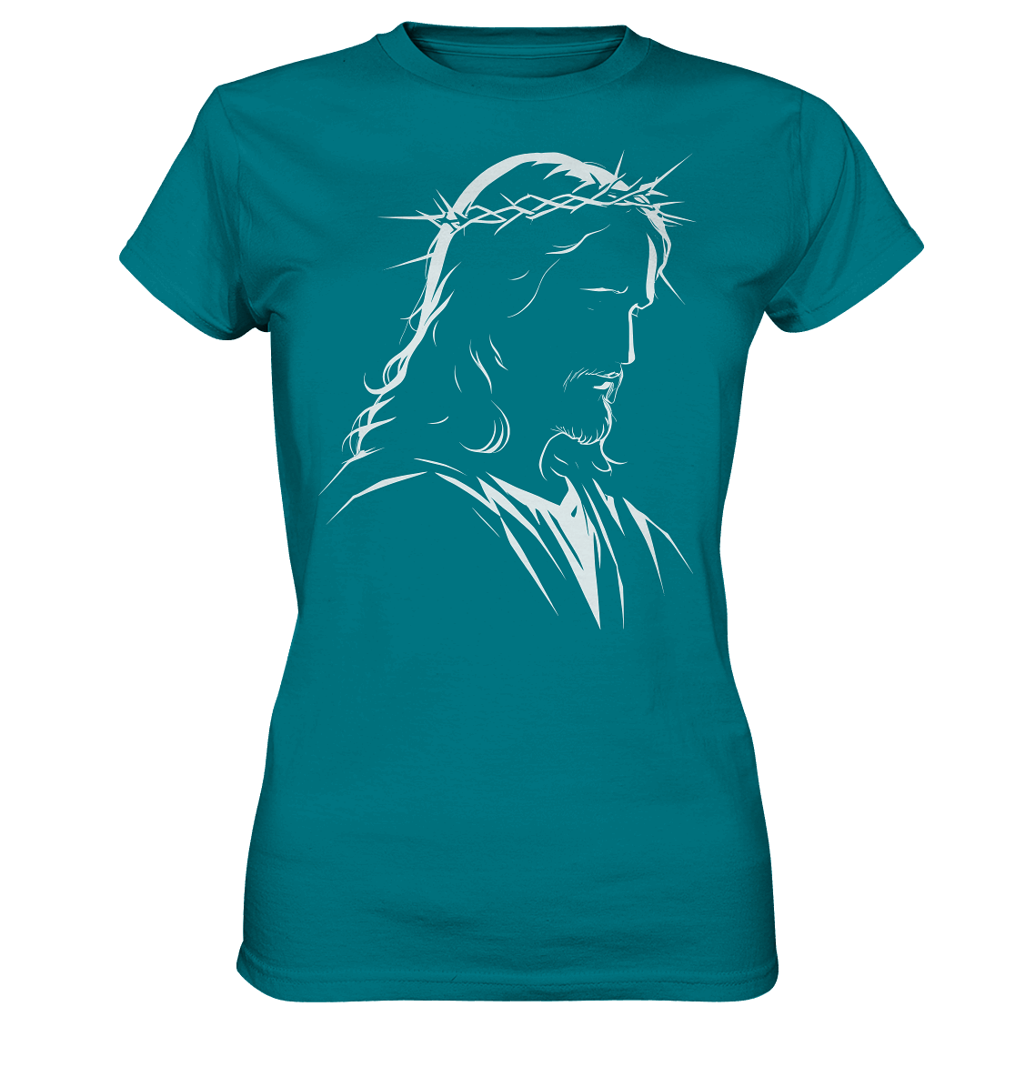 Der Blick des Erlösers – Jesus-Silhouette im Konturdesign | Christliche Kleidung - Ladies Premium Shirt