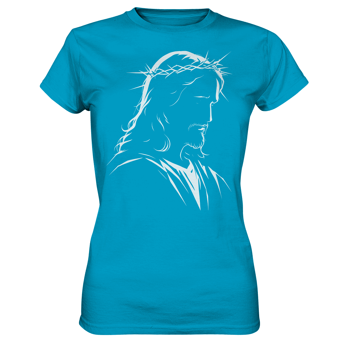 Der Blick des Erlösers – Jesus-Silhouette im Konturdesign | Christliche Kleidung - Ladies Premium Shirt