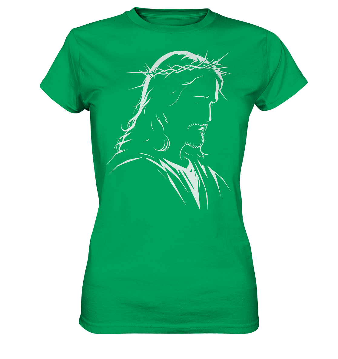 Der Blick des Erlösers – Jesus-Silhouette im Konturdesign | Christliche Kleidung - Ladies Premium Shirt