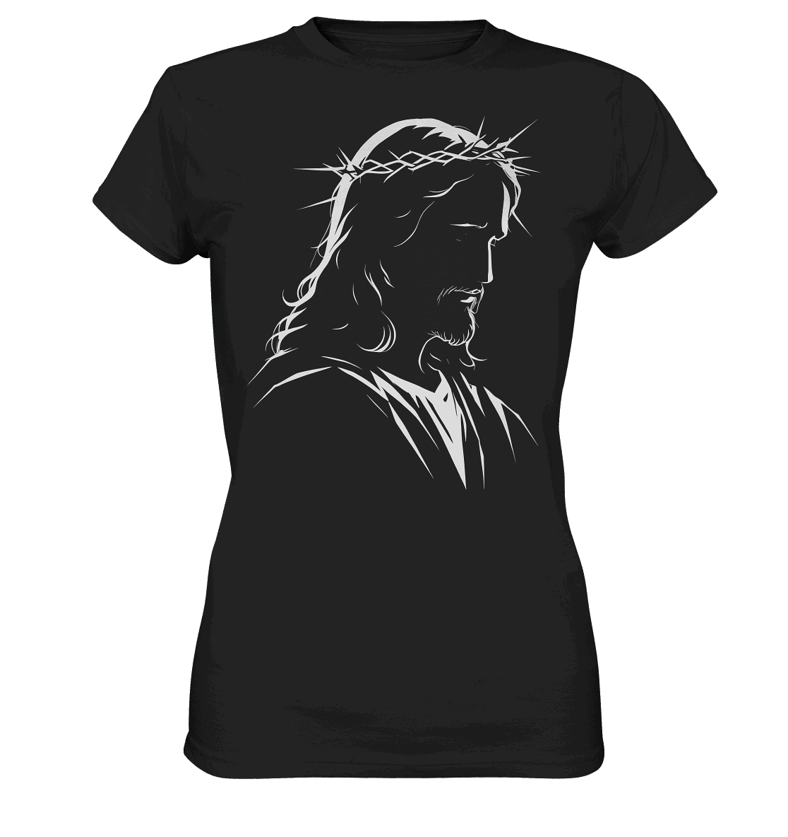 Der Blick des Erlösers – Jesus-Silhouette im Konturdesign | Christliche Kleidung - Ladies Premium Shirt
