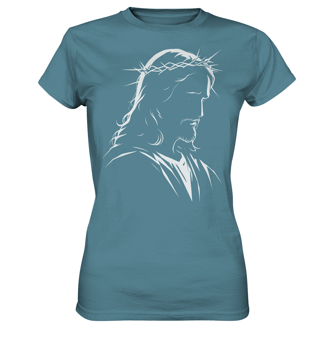 Der Blick des Erlösers – Jesus-Silhouette im Konturdesign | Christliche Kleidung - Ladies Premium Shirt