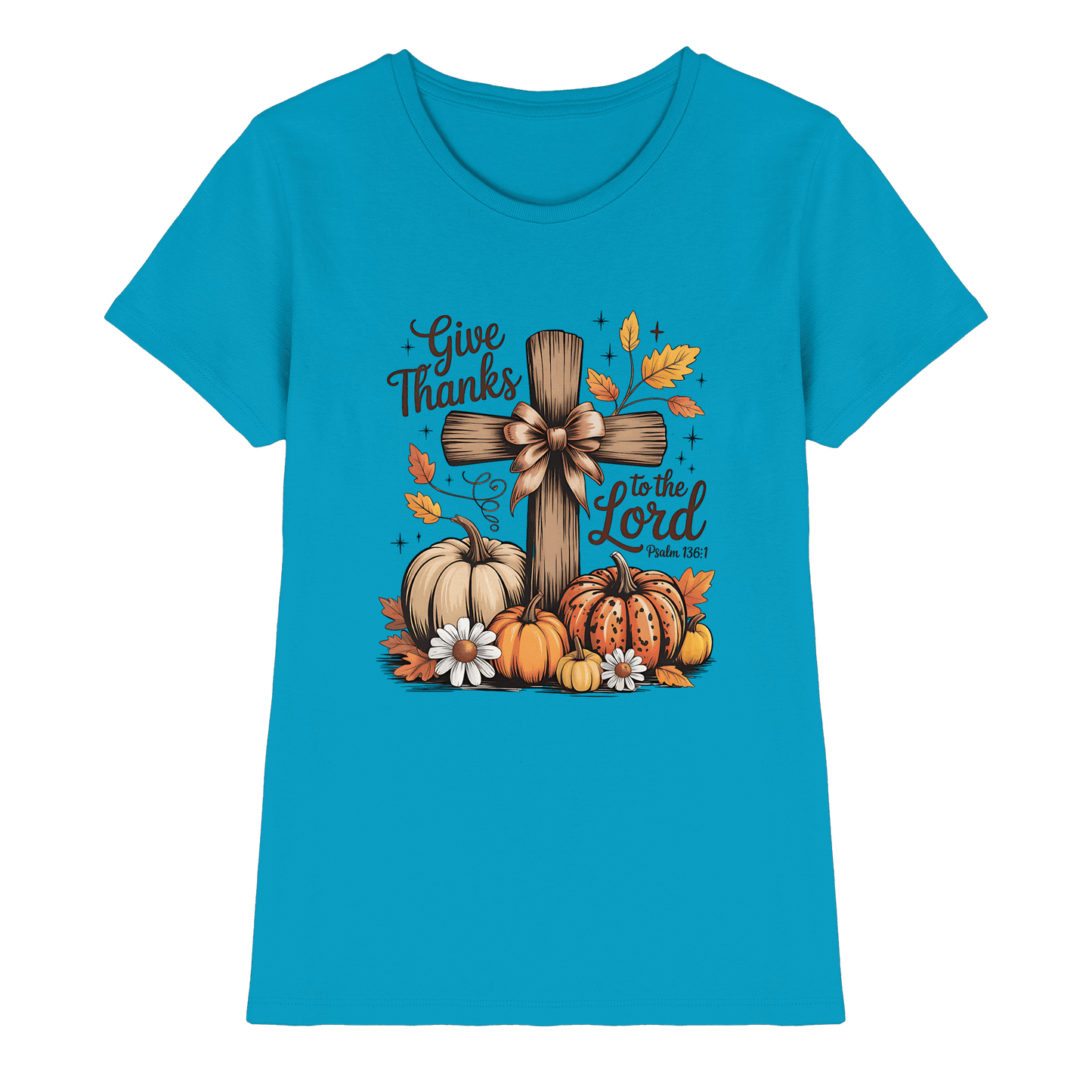 Give Thanks to the Lord – Psalm 136:1 | Christliche Kleidung & Geschenke im Retro-Design - Ladies Premium Shirt