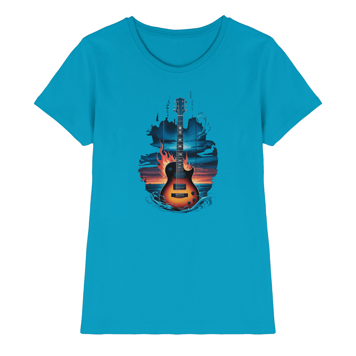 Fire & Water Guitar – Künstlerisches Gitarren Design für Musiker & Worshipper - Ladies Premium Shirt