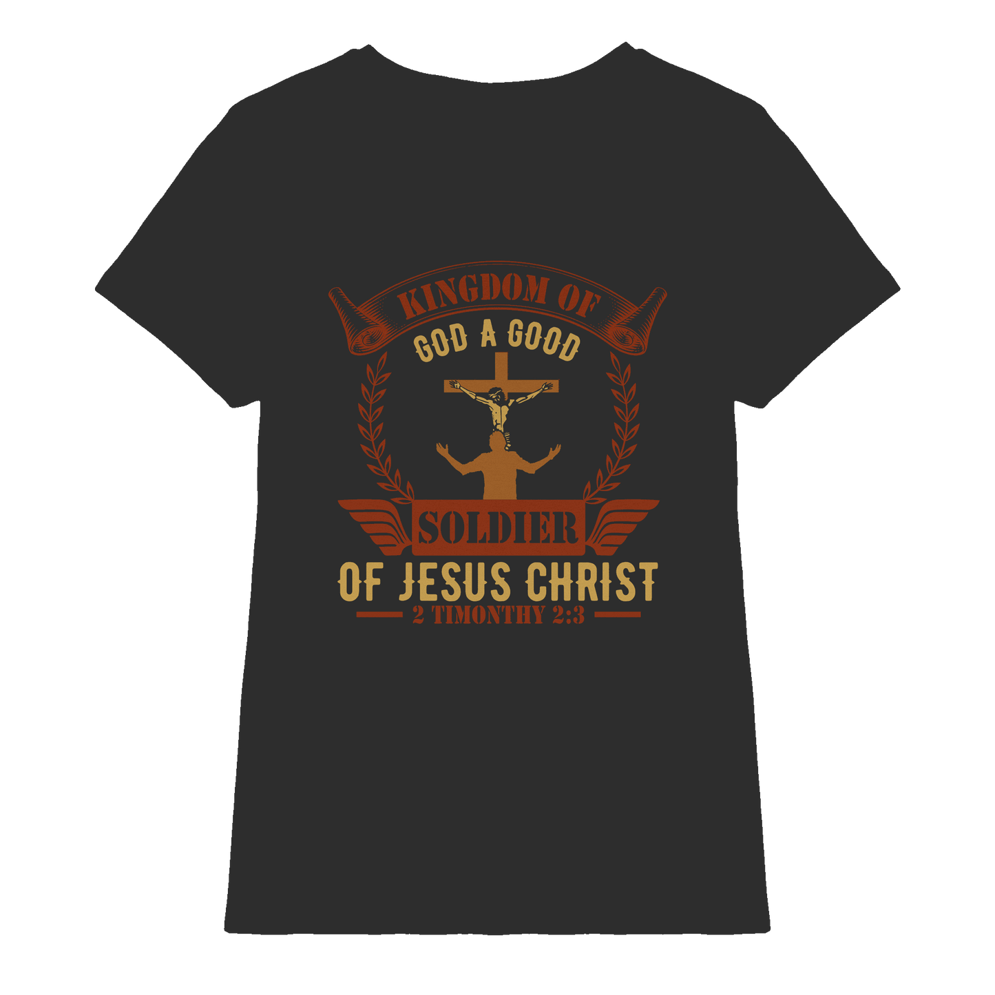 Kingdom of God – A Good Soldier of Jesus Christ | Christliches Design in Braun - Ladies Premium Shirt