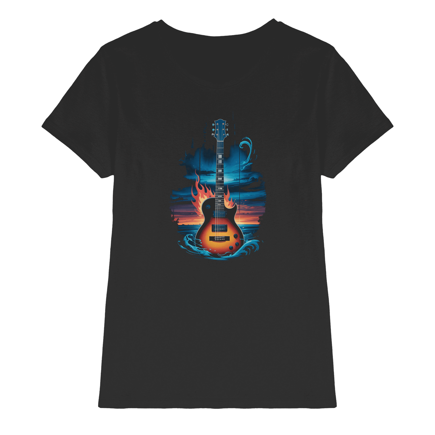 Fire & Water Guitar – Künstlerisches Gitarren Design für Musiker & Worshipper - Ladies Premium Shirt