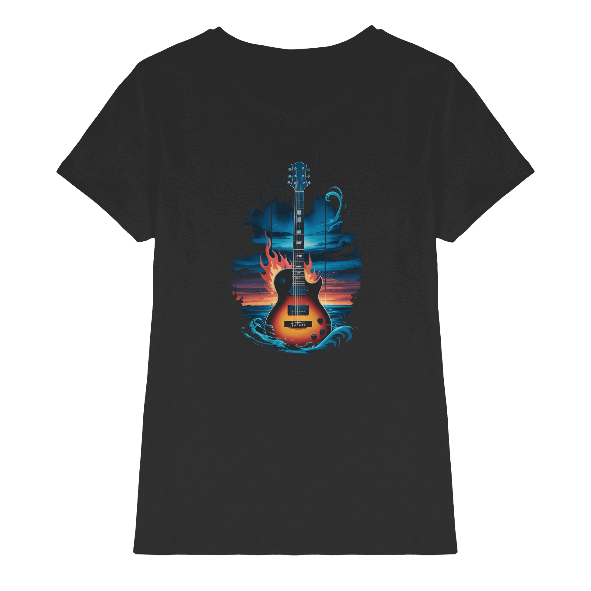 Fire & Water Guitar – Künstlerisches Gitarren Design für Musiker & Worshipper - Ladies Premium Shirt