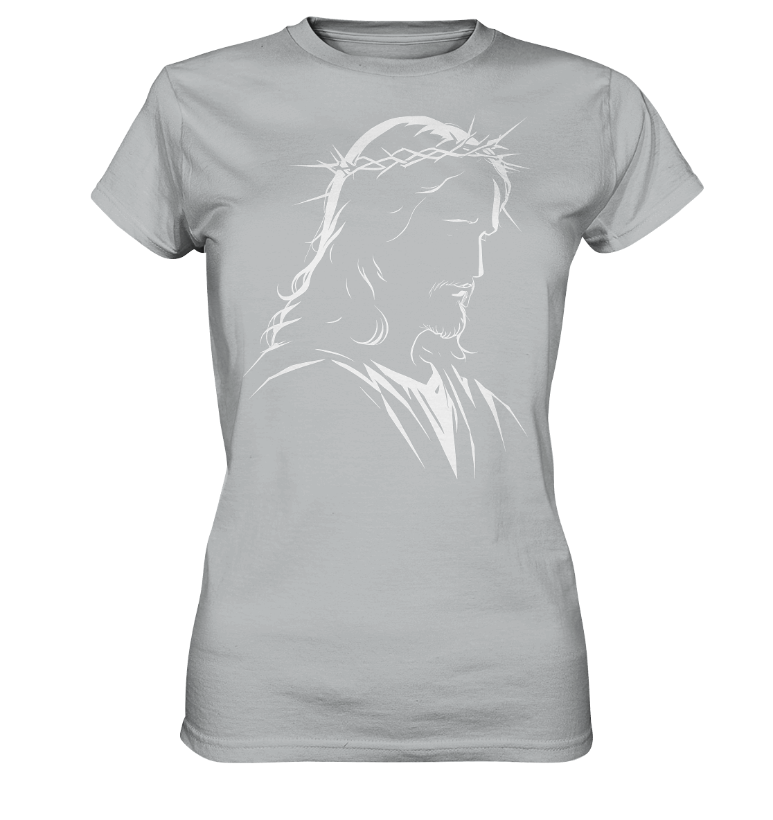 Der Blick des Erlösers – Jesus-Silhouette im Konturdesign | Christliche Kleidung - Ladies Premium Shirt