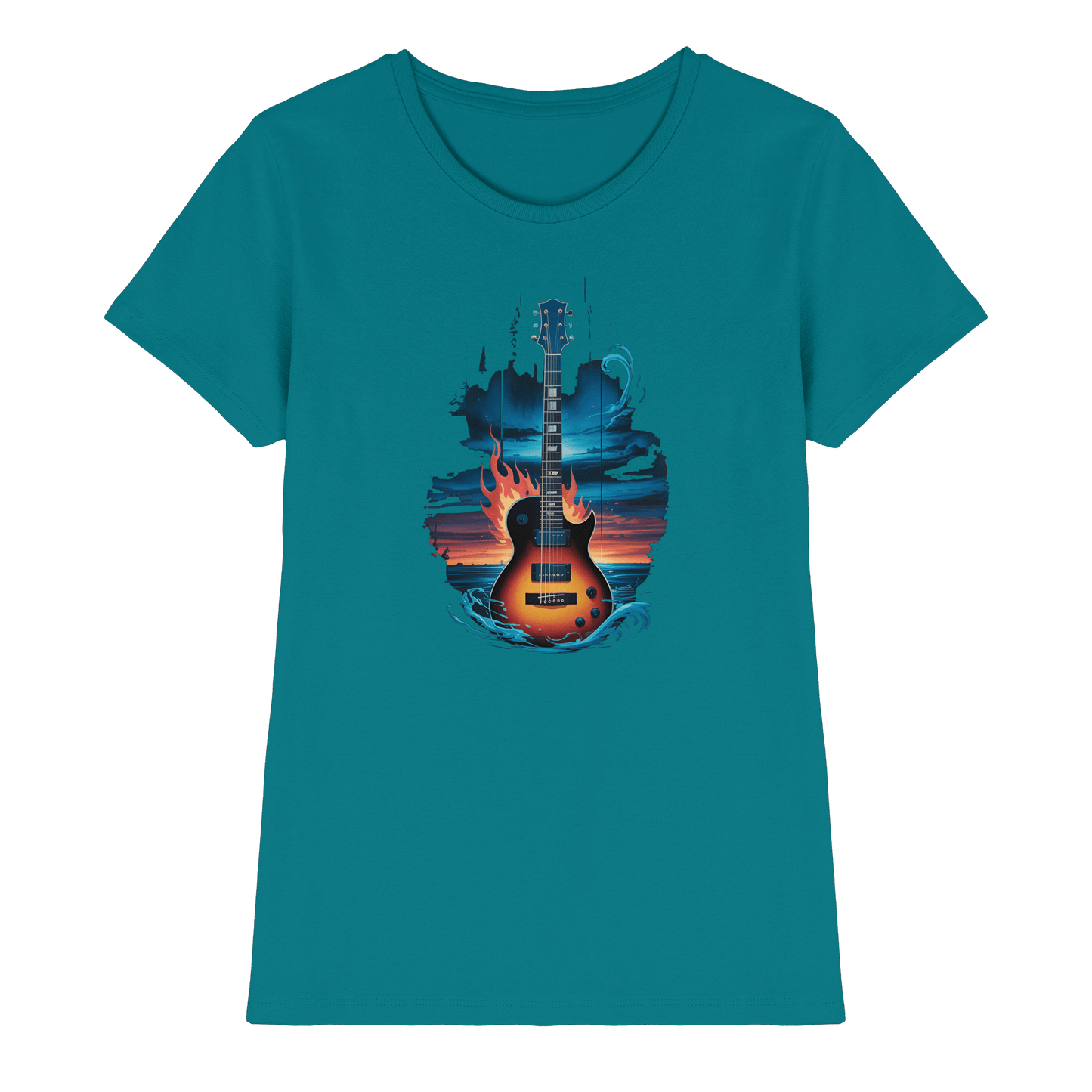 Fire & Water Guitar – Künstlerisches Gitarren Design für Musiker & Worshipper - Ladies Premium Shirt