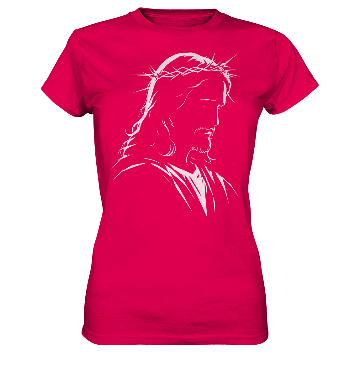 Der Blick des Erlösers – Jesus-Silhouette im Konturdesign | Christliche Kleidung - Ladies Premium Shirt