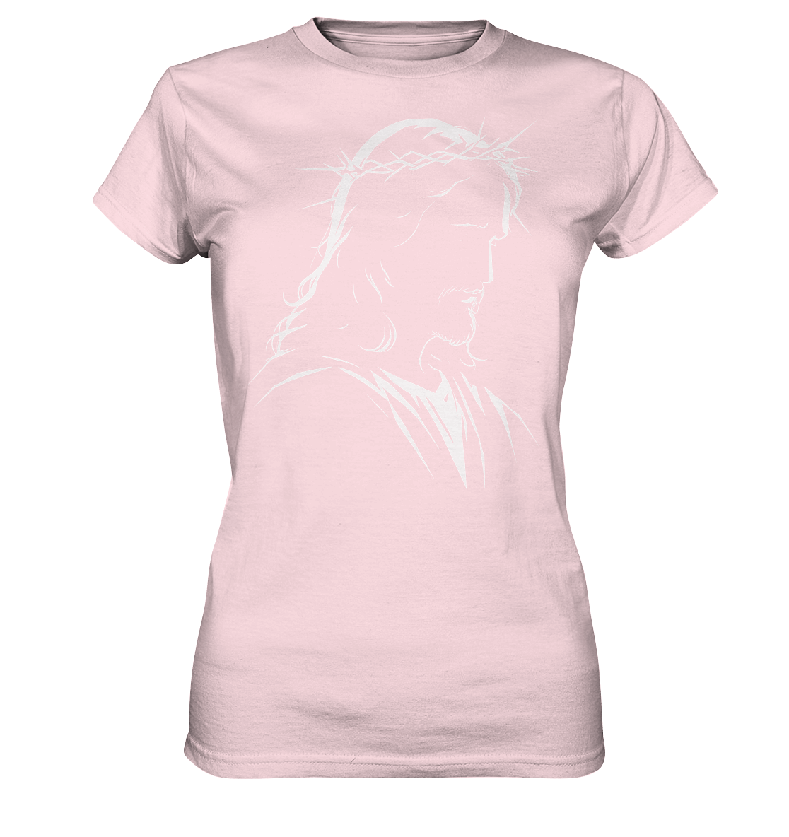 Der Blick des Erlösers – Jesus-Silhouette im Konturdesign | Christliche Kleidung - Ladies Premium Shirt