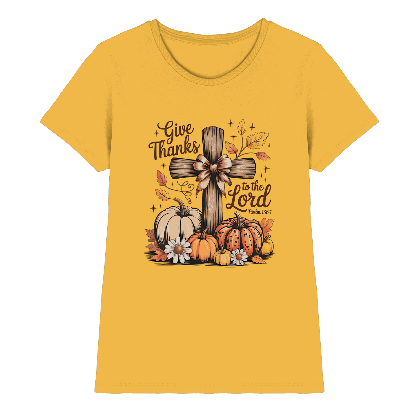 Give Thanks to the Lord – Psalm 136:1 | Christliche Kleidung & Geschenke im Retro-Design - Ladies Premium Shirt