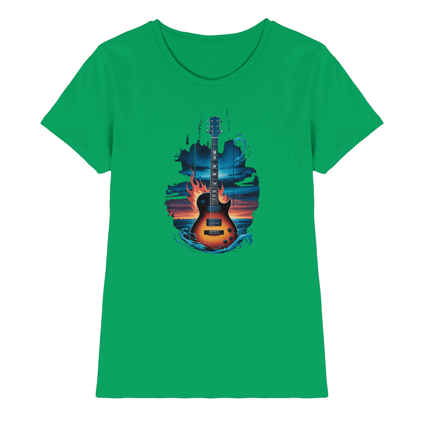 Fire & Water Guitar – Künstlerisches Gitarren Design für Musiker & Worshipper - Ladies Premium Shirt