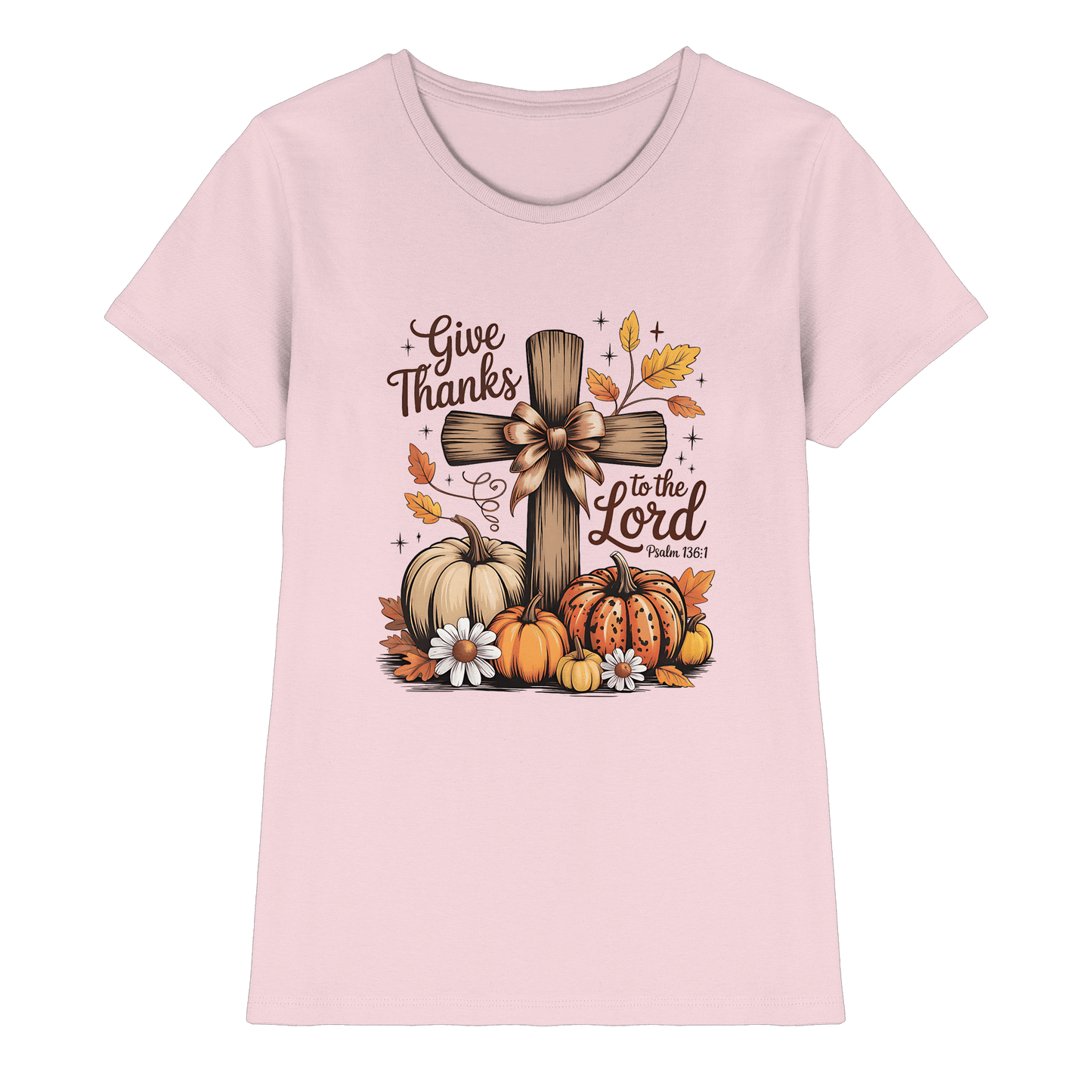 Give Thanks to the Lord – Psalm 136:1 | Christliche Kleidung & Geschenke im Retro-Design - Ladies Premium Shirt