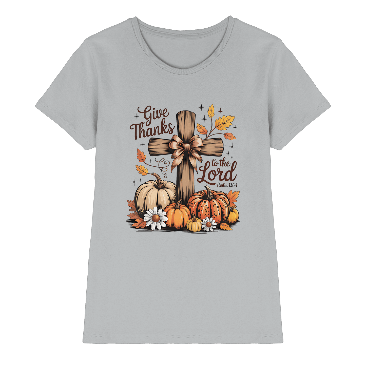 Give Thanks to the Lord – Psalm 136:1 | Christliche Kleidung & Geschenke im Retro-Design - Ladies Premium Shirt