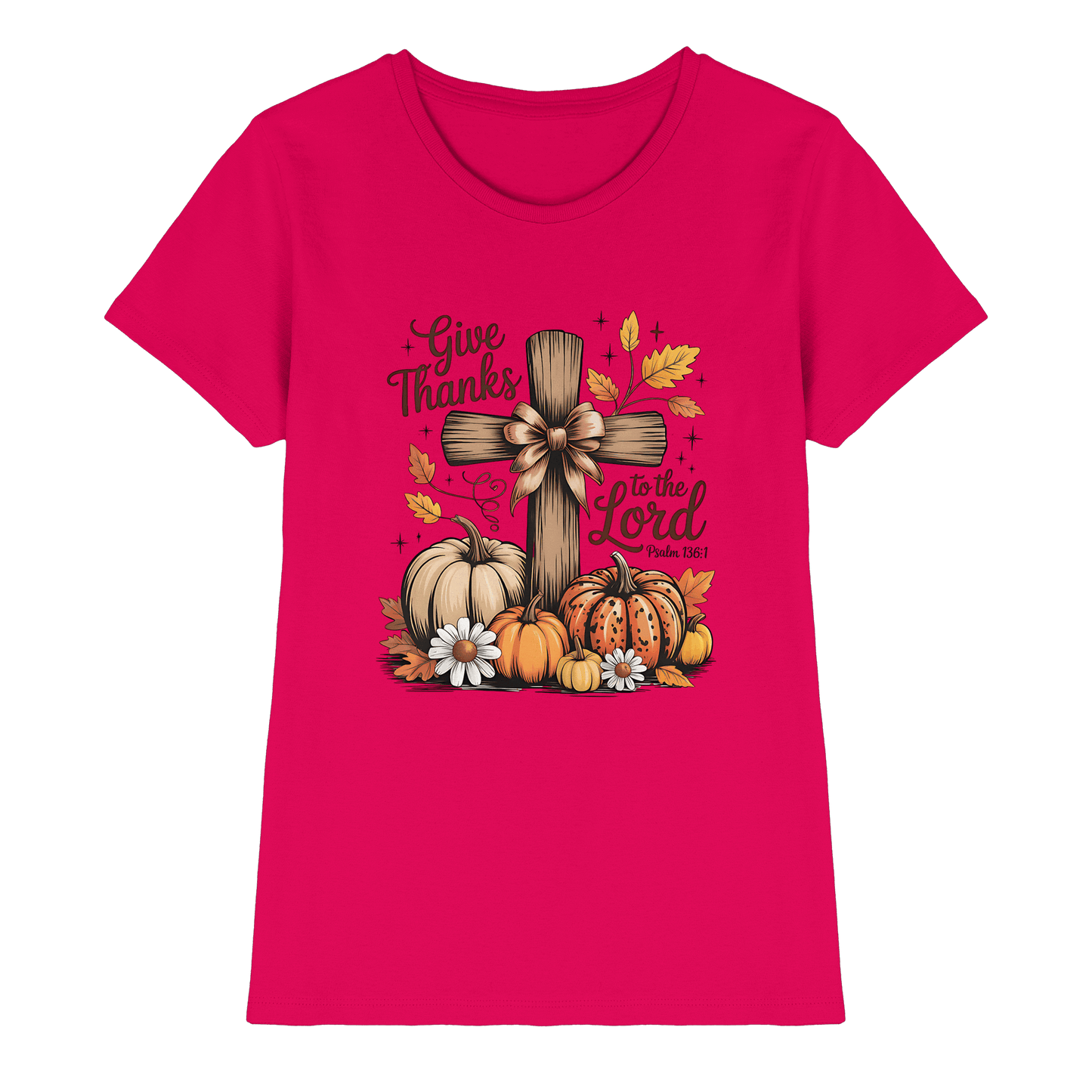 Give Thanks to the Lord – Psalm 136:1 | Christliche Kleidung & Geschenke im Retro-Design - Ladies Premium Shirt