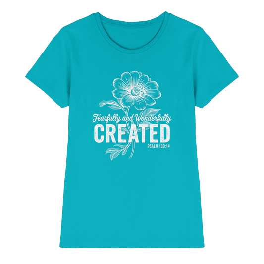 Fearfully and Wonderfully Created – Floral Grace Design - Ladies Premium Shirt