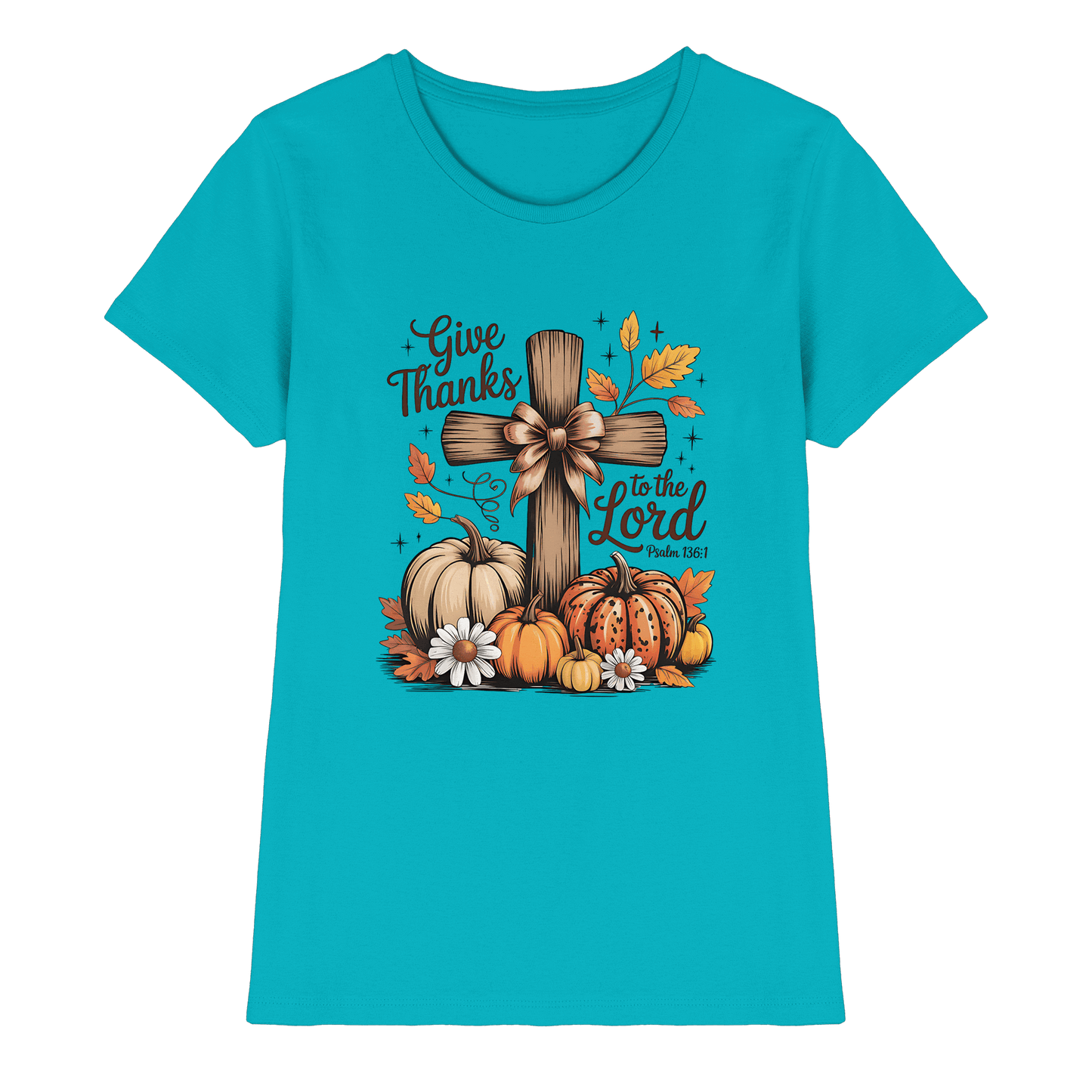 Give Thanks to the Lord – Psalm 136:1 | Christliche Kleidung & Geschenke im Retro-Design - Ladies Premium Shirt