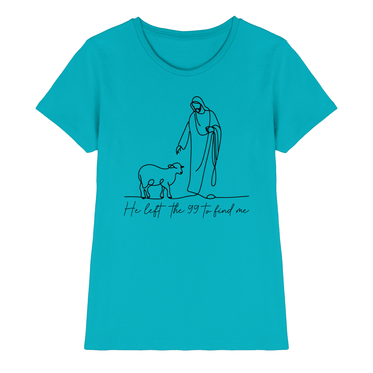 He Left the 99 to Find Me – Kraftvolle Botschaft in minimalistischem Design | Christliche Kleidung - Ladies Premium Shirt