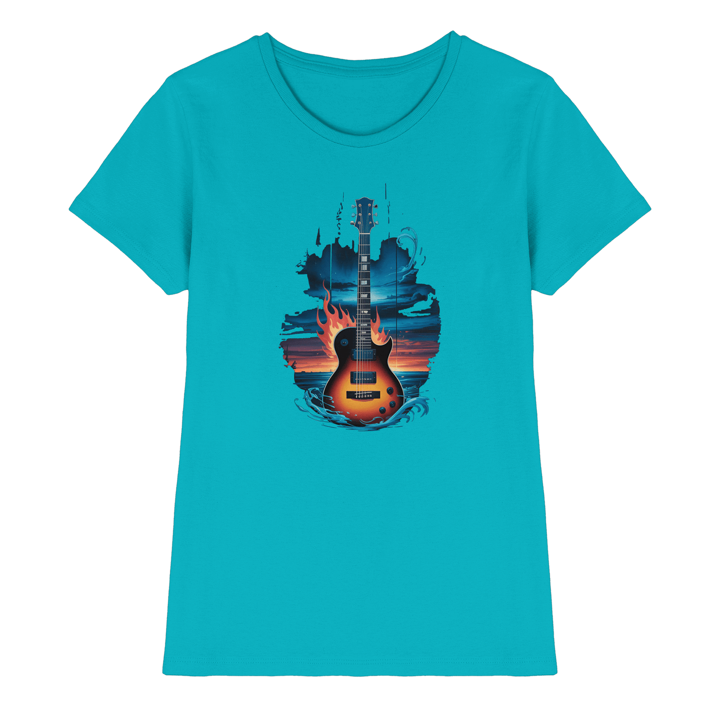 Fire & Water Guitar – Künstlerisches Gitarren Design für Musiker & Worshipper - Ladies Premium Shirt