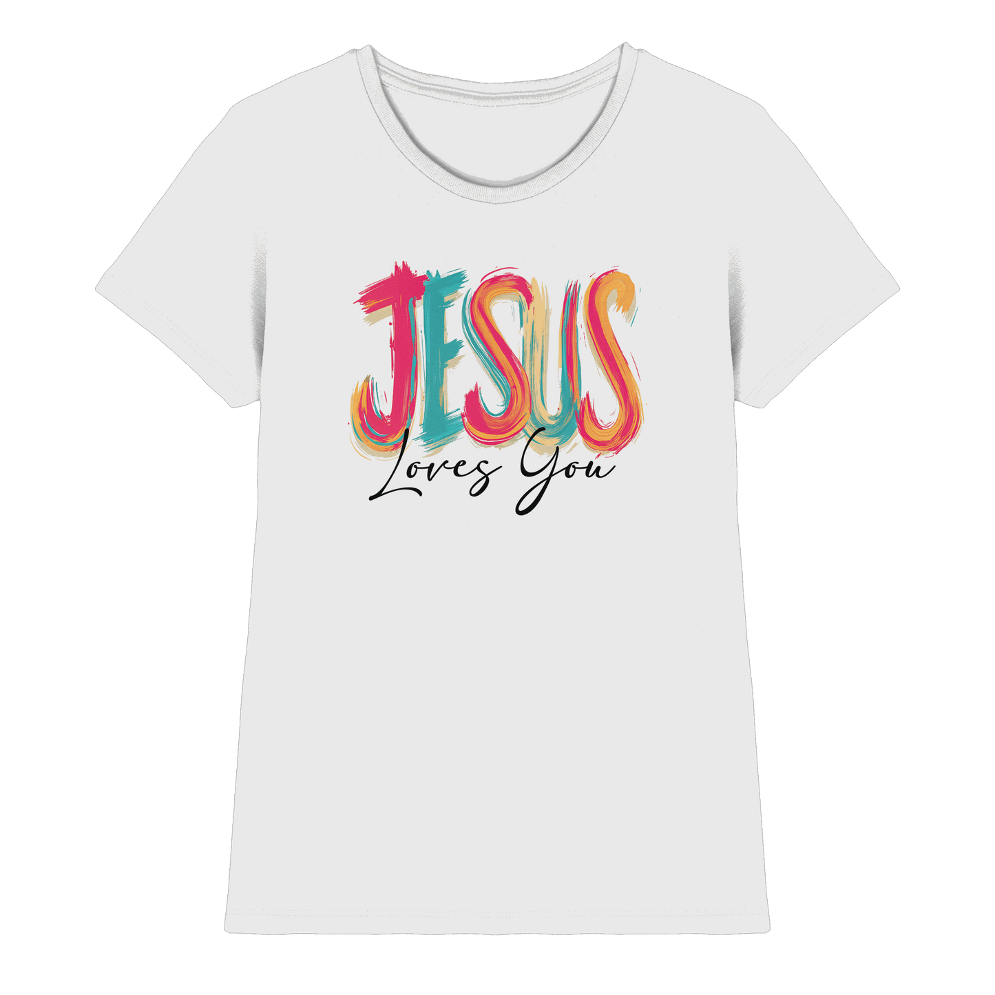 Jesus Loves You – Buntes Design voller Hoffnung und Liebe | Christliches Design - Ladies Premium Shirt