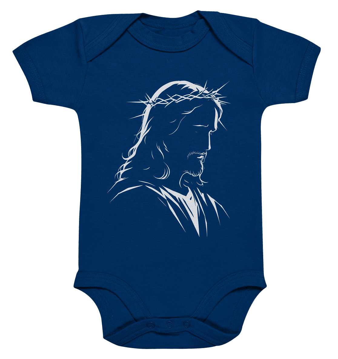 Der Blick des Erlösers – Jesus-Silhouette im Konturdesign | Christliche Kleidung - Organic Baby Bodysuit