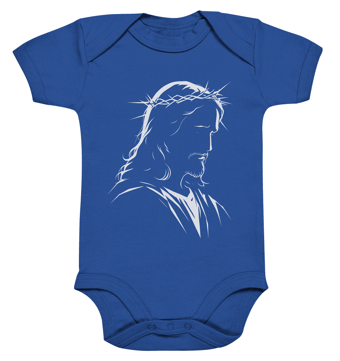 Der Blick des Erlösers – Jesus-Silhouette im Konturdesign | Christliche Kleidung - Organic Baby Bodysuit