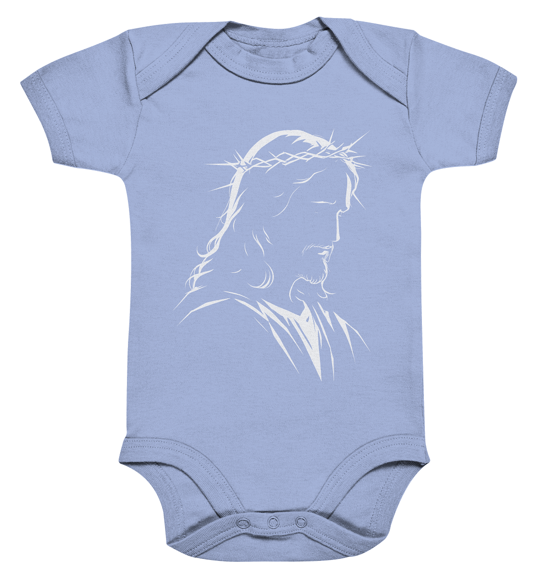 Der Blick des Erlösers – Jesus-Silhouette im Konturdesign | Christliche Kleidung - Organic Baby Bodysuit