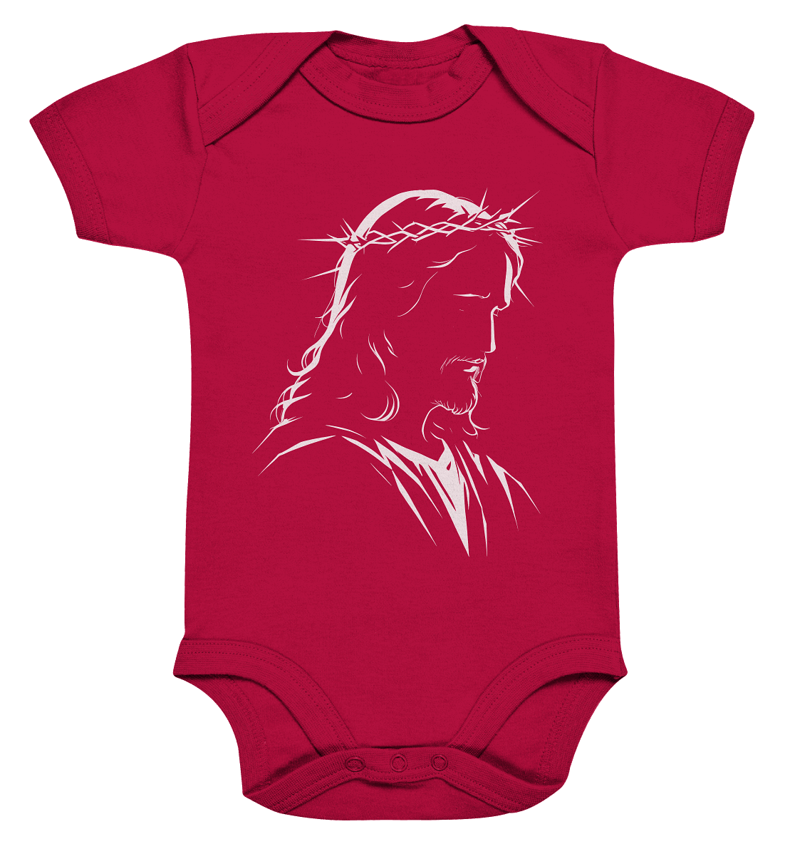 Der Blick des Erlösers – Jesus-Silhouette im Konturdesign | Christliche Kleidung - Organic Baby Bodysuit