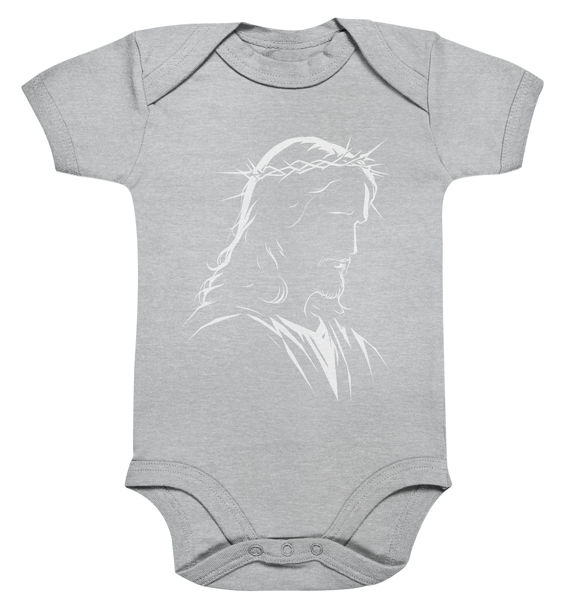 Der Blick des Erlösers – Jesus-Silhouette im Konturdesign | Christliche Kleidung - Organic Baby Bodysuit