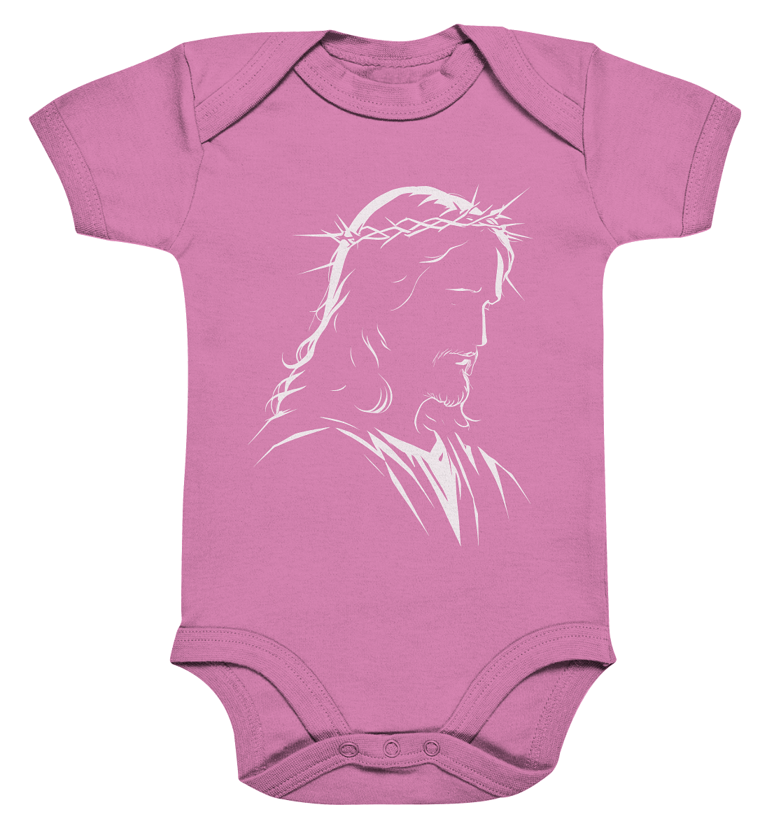 Der Blick des Erlösers – Jesus-Silhouette im Konturdesign | Christliche Kleidung - Organic Baby Bodysuit