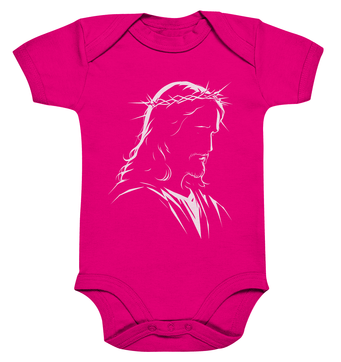 Der Blick des Erlösers – Jesus-Silhouette im Konturdesign | Christliche Kleidung - Organic Baby Bodysuit