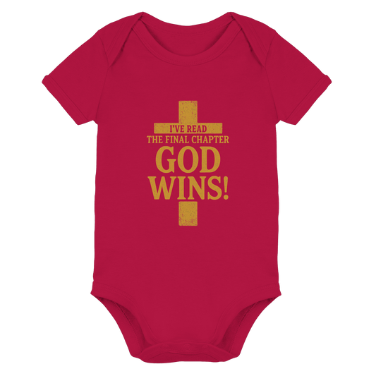 GOD WINS – Das Ende steht fest | Christliche Kleidung & Geschenke im Kreuz-Design - Organic Baby Bodysuit