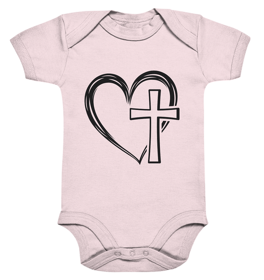 Heart &amp; Cross Design - Organic Baby Bodysuite