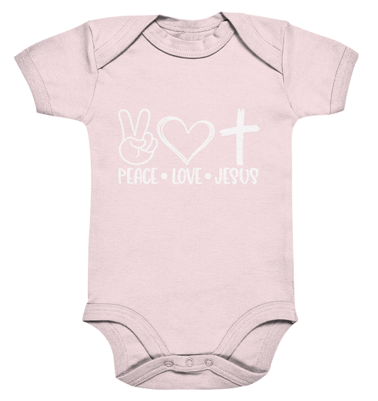 Frieden, Liebe, Jesus: Christliche Kleidungskollektion - Organic Baby Bodysuite