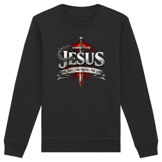 „Jesus: Der Weg, die Wahrheit, das Leben“ mit Schwert und Dornenkrone - Organic Basic Unisex Sweatshirt