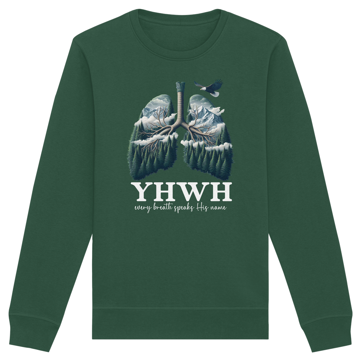 YHWH – Every Breath Speaks His Name | Atem des Lebens | Christliches Design - Organic Basic Unisex Sweatshirt - GfoitMa - Bottle Green / XS